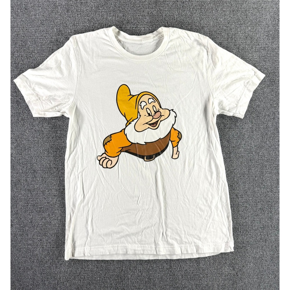 Disney Snow White Seven Dwarfs Happy Graphic T-Shirt White Mens Small S